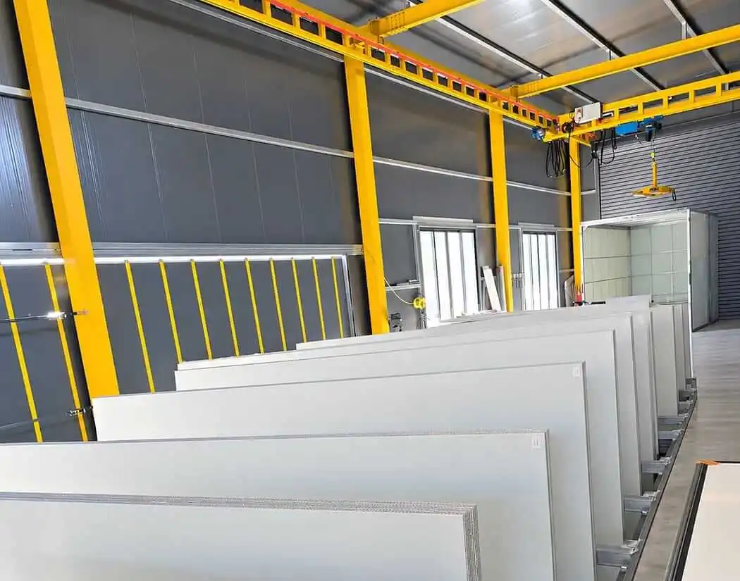Truck-body panels arranged in the DROPTRUCK workshop